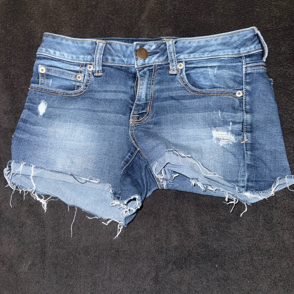 American Eagle Distressed Blue Denim Shorts